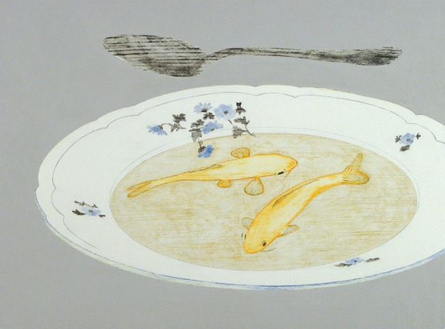 Bouillabaisse, Tempera, Tusche und Bleistift auf Holz, 19,4 x 26 cm, 2007